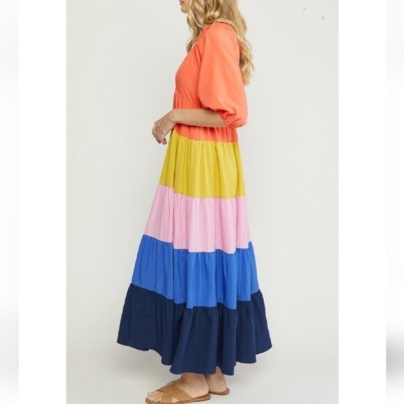Entro Color Blocked Maxi Dress. Sz Small - Picture 4 of 16